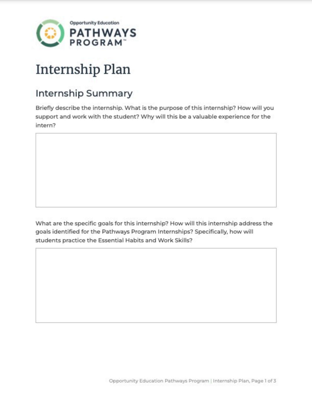 Internship Plan